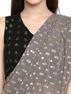 Ahalyaa Women's Black Georgette Foil Print Ready to Wear Saree
