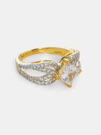 Daimonds and Square Solitaire Ring- Ruby Raang