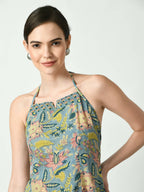 Myshka Women's Multi Floral Printed Fit and Flare Dress - Distacart