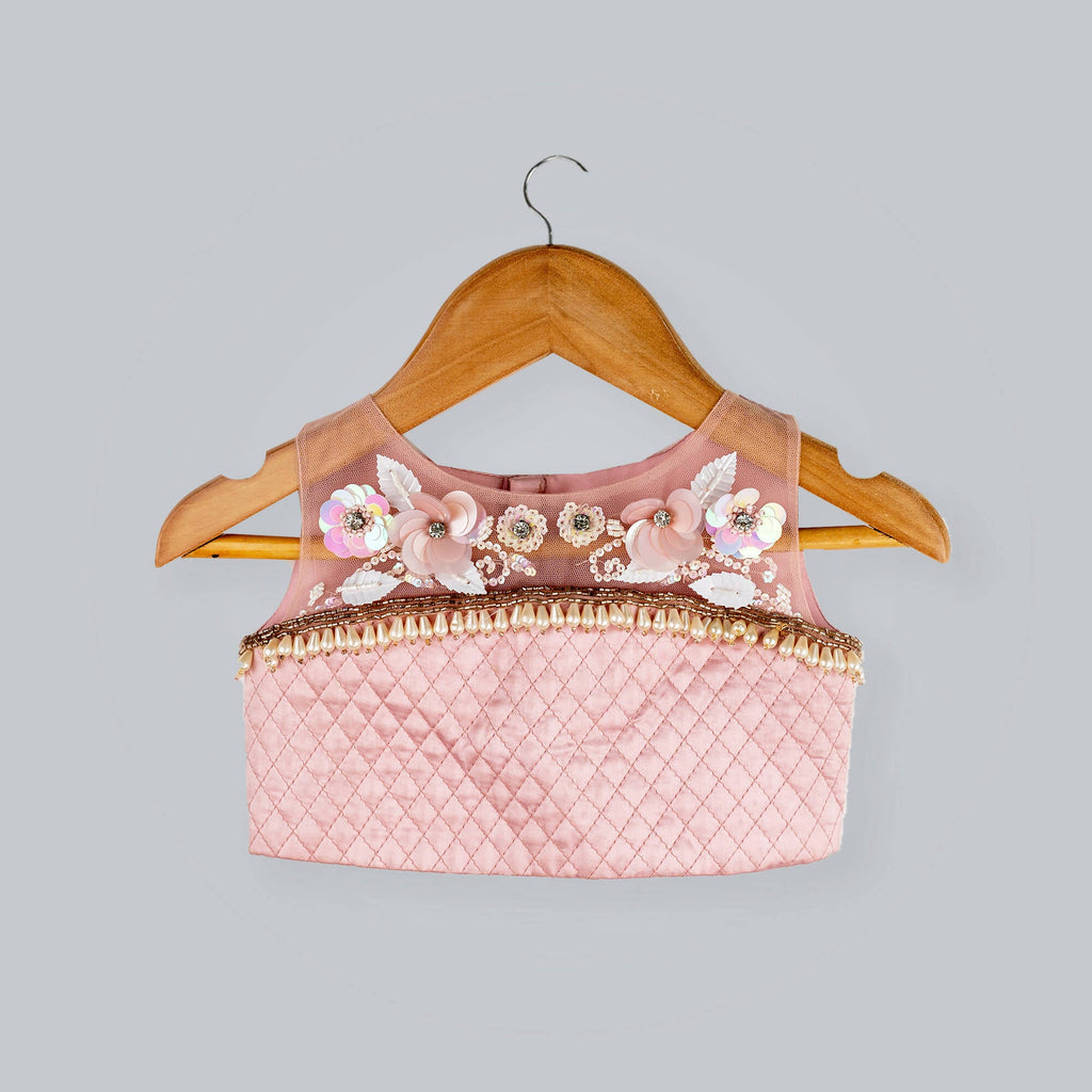Pink Cow Fashions Old Rose Ghagra Choli With Embellishment On Upper Chest