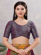 Joban Fashion Women Silk Brinjal Stitched Blouse