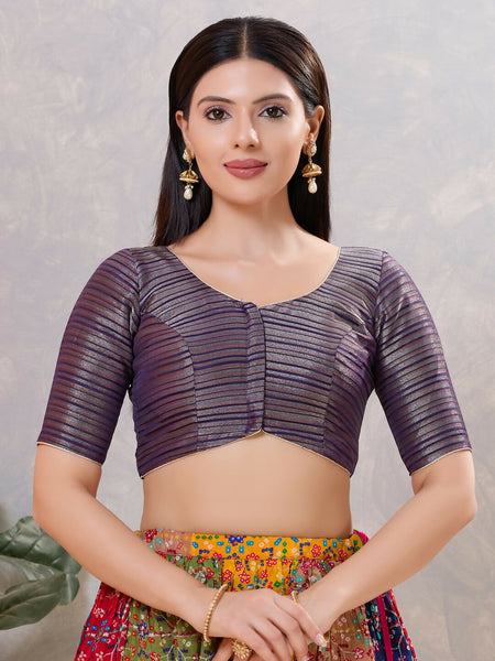 Joban Fashion Women Silk Brinjal Stitched Blouse
