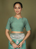 Shree Shyam Fashion Linen Cotton Rama Green Saree - Distacart