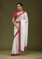 Joban Fashion White Tissue Gold Crush Party Wear Sarees - Distacart