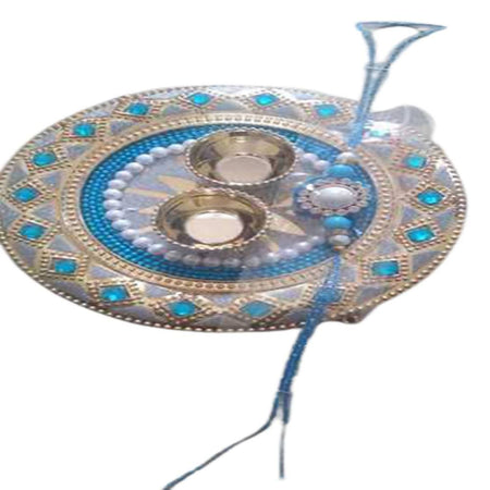 Kundan HandiKrafts Kundan Blue Colour Rakhi Platters