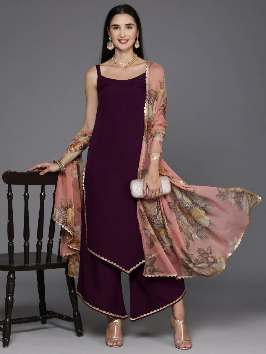 Ahalyaa Women's Traditional wear Kurta Set - Burgundy