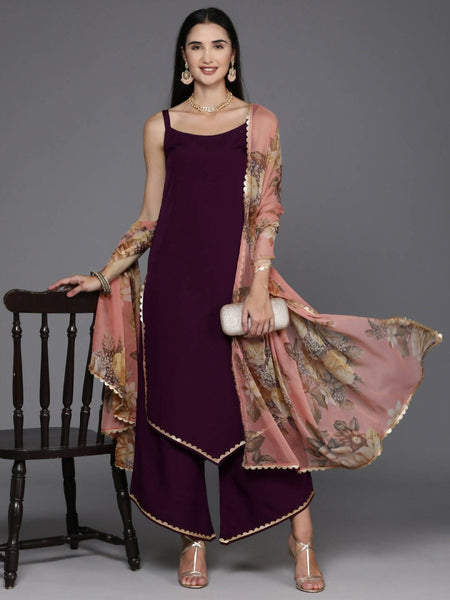 Ahalyaa Women's Traditional wear Kurta Set - Burgundy