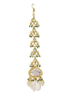 Multi Stone Maharani Kundan Neckpiece with Earrings and Maang Tikka- Ruby Raang