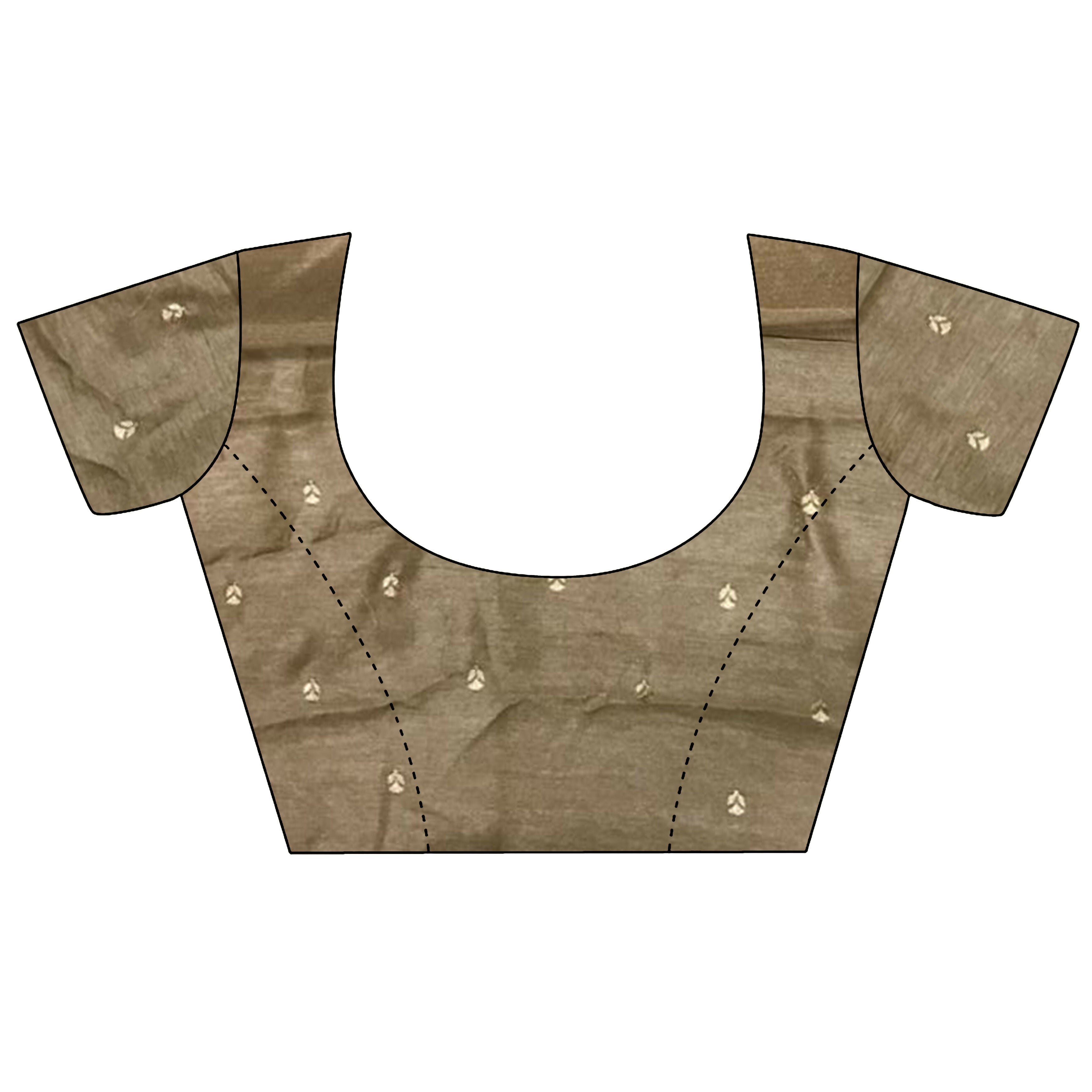 Joban Fashion Mud Brown Handloom Banarasi Organza Silk Khatali Butta Work Saree - Distacart