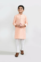 Joban Fashion Cotton Silk Peach Kurta With Straight Fit Pant