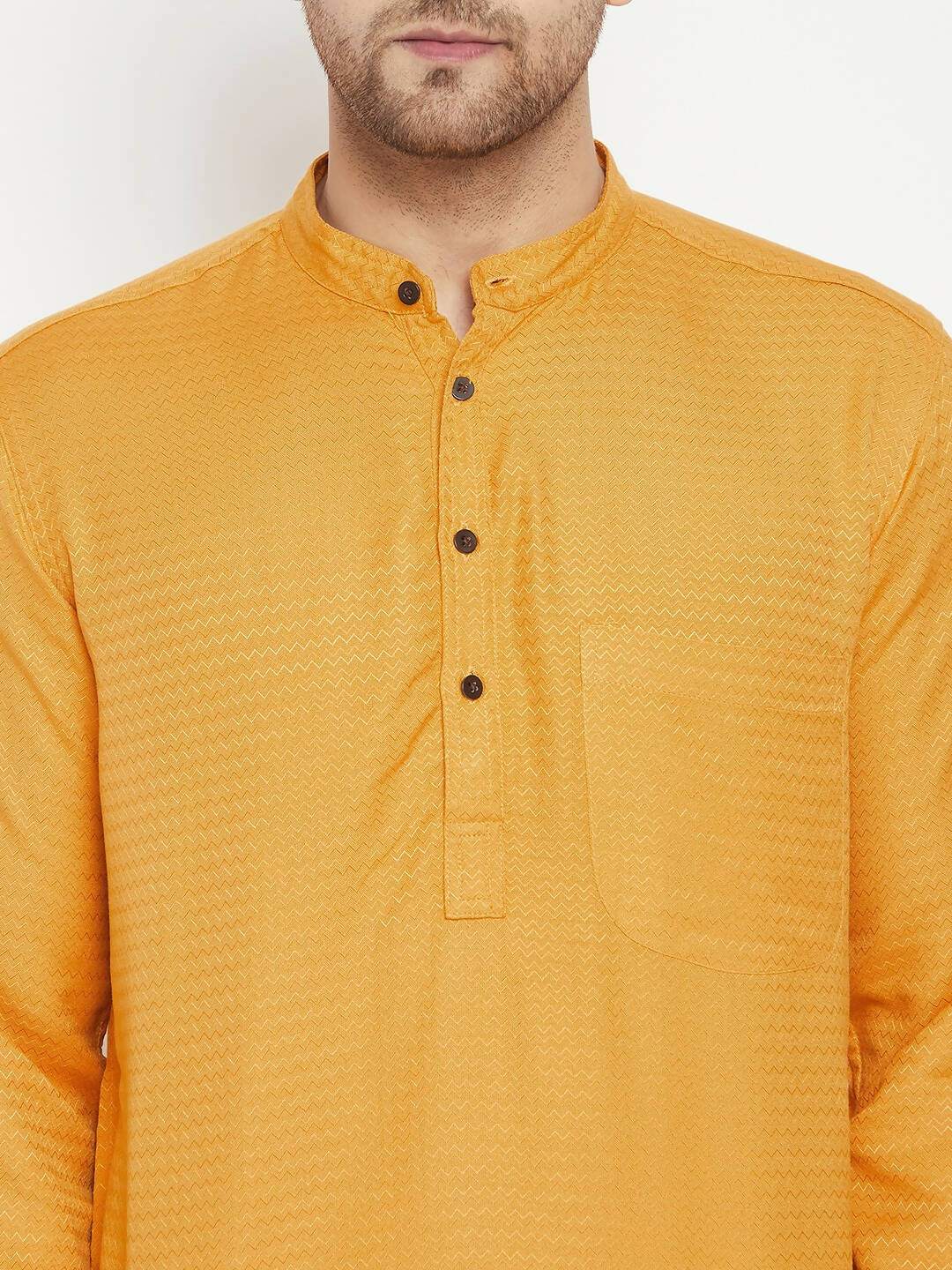 Even Apparels Yellow Viscose Men's Long Kurta With Band Collar - Distacart
