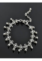 Mominos Fashion Kamal Johar Oxidised Silver Adjustable Anklets