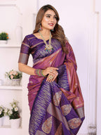 Aastha Fashion Purple South Soft Silk Zari Weaving Saree - Distacart