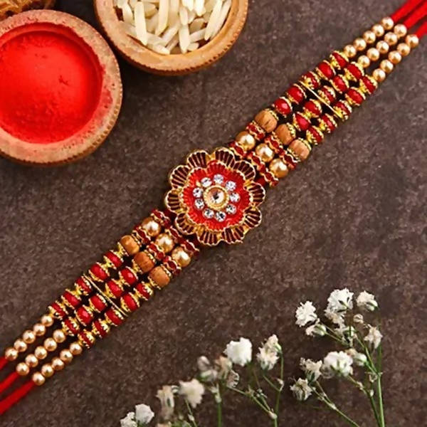 Fancy Meenakari Rakhi and Cashew Jar - Distacart