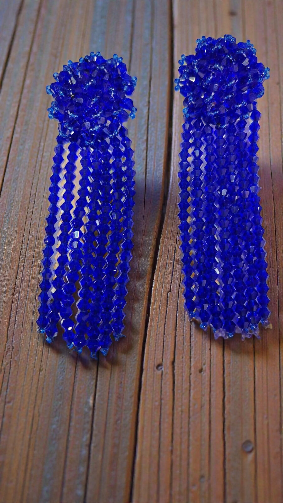 Inhanns Handmade Crystal Waterfall Earrings - Long - Royal Blue - Distacart