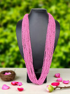 Inhanns Rangsaaz 20-Layer Luxe Long Beaded Only Necklace - Halka Pink