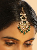 Nuyug 18K Gold Plated Ethereal Green Stone Maang Tikka - Distacart