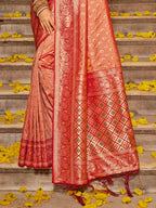 Shree Shyam Fashion Banarasi Silk Peach Saree - Distacart