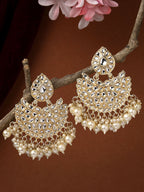 NVR Women Gold-Plated Kundan Chandbali Earrings - Distacart