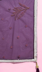 House of Panchhi Burgundy Net Sequinse Work Lehenga & Blouse with Dupatta