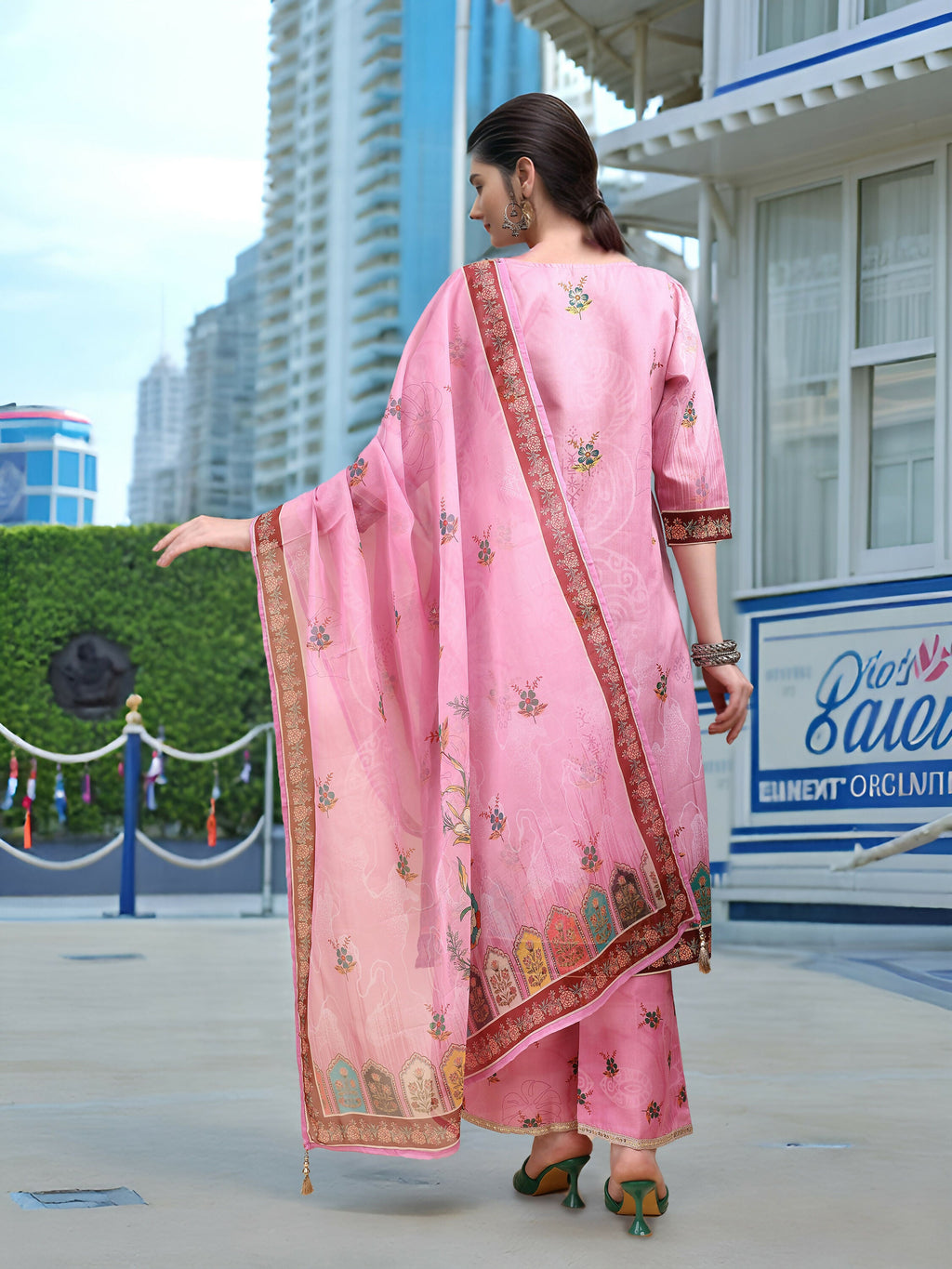 Joban Fashion Pink Position Digital Print With Position Foil Kurta Set - Distacart