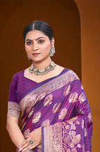 Sangam Prints Purple Silk Woven Work Traditional Saree