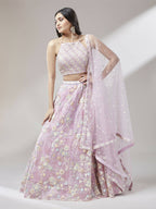 House of Panchhi Coral Net heavy Sequinse embroidery Lehenga choli & Dupatta