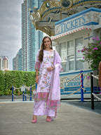 Joban Fashion Purple Position Digital Print With Position Foil Kurta Set - Distacart