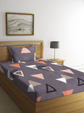 KLOTTHE Purple Geometric 210 TC Cotton Bedsheet with Pillow Covers - Distacart