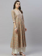 Miravan Women's Cotton Floral Printed Anarkali Kurtas