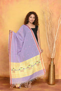 Very Much Indian Handloom Pure Cotton Paithani Dupatta - Lavender