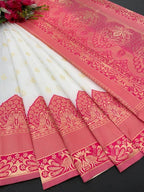 Vamika Weaving Banarasi Jacquard Pink Kanjivaram Saree