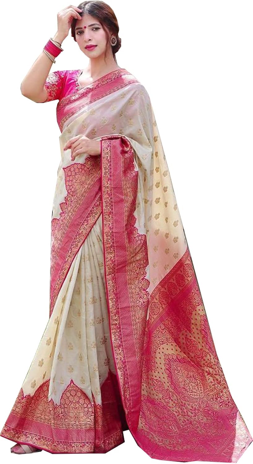 Vamika Weaving Banarasi Jacquard Pink Kanjivaram Saree