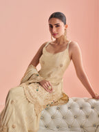 Evanik Cream Cosmos with Coding Sequence With thread Work Palazzo Set - Distacart