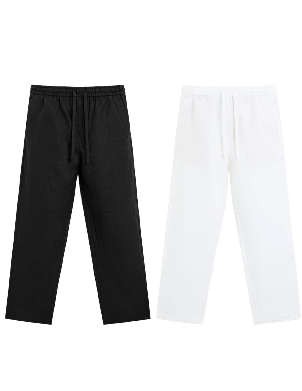 Fabmade Men’S Linen Pajama Combo – White & Black (Pack Of 2)