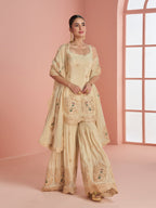 Evanik Cream Cosmos with Coding Sequence With thread Work Palazzo Set - Distacart