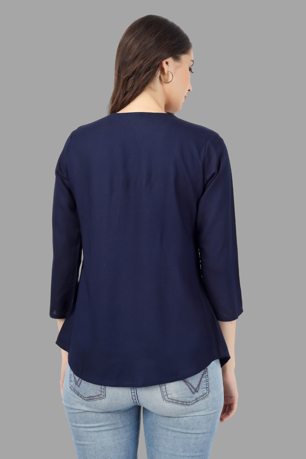 House of RP Women Blue Rayon Embroidered Flared Tunic