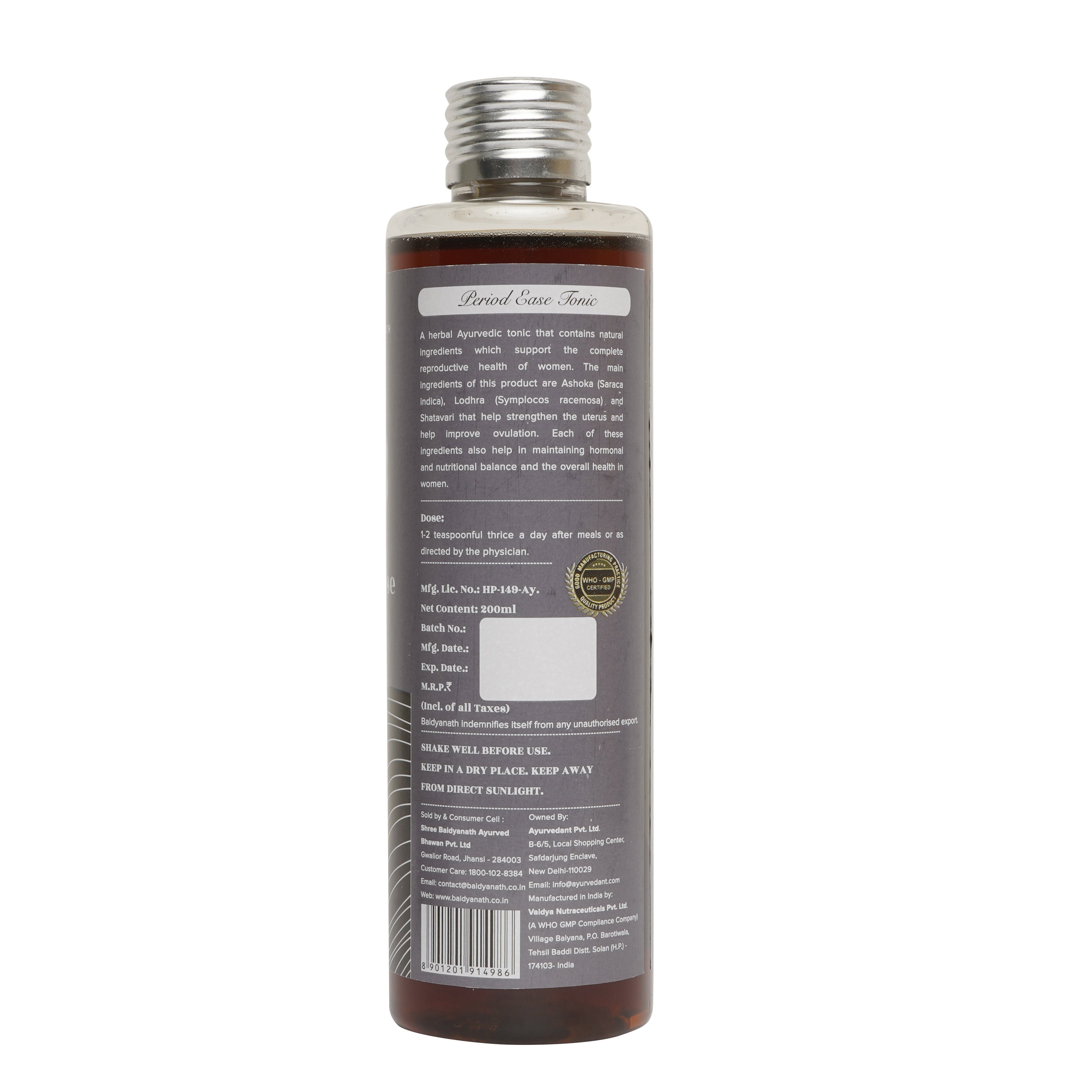 Baidyanath Jhansi Ayurvedant Period Ease Tonic - Distacart