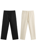 Fabmade Men’S Linen Pajama Combo – Beige & Black (Pack Of 2)