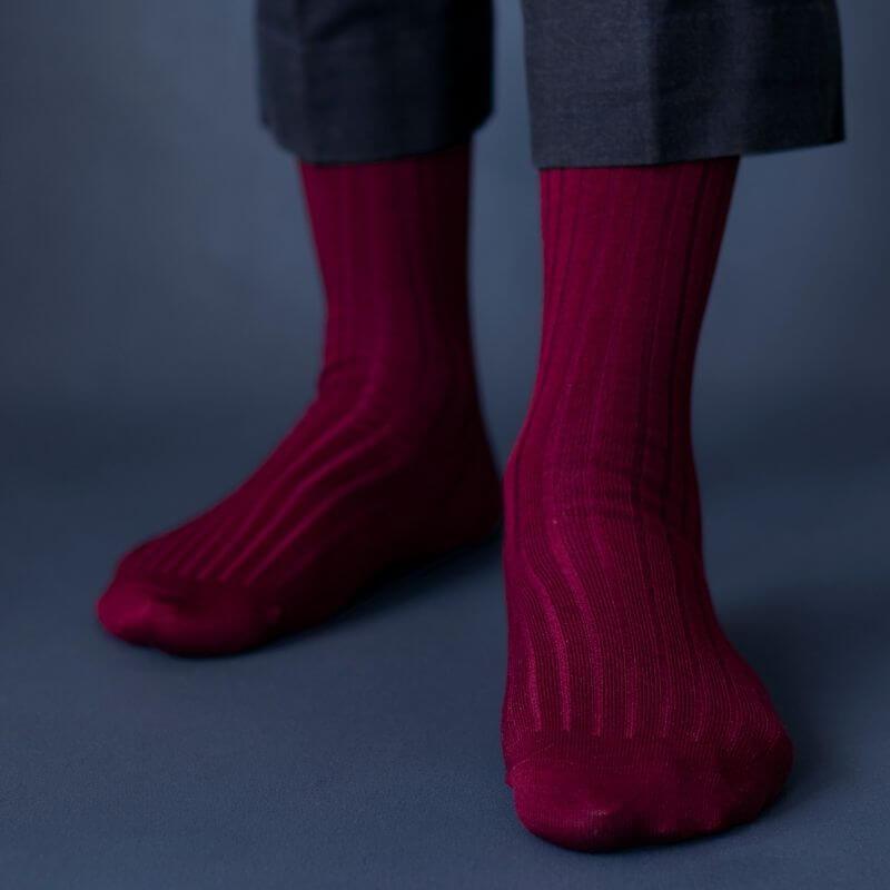Socksoho Luxury Men Socks Bold Burgundy