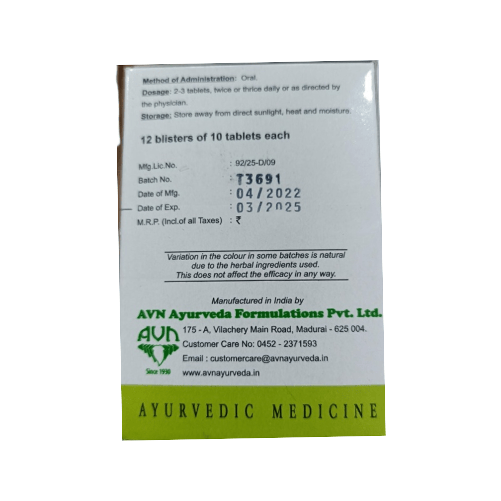 Avn Ayurveda Mahatiktakam Kashayam Tablets - Distacart