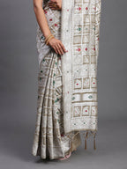 Shree Shyam Fashion Linen Cotton Beige Saree - Distacart