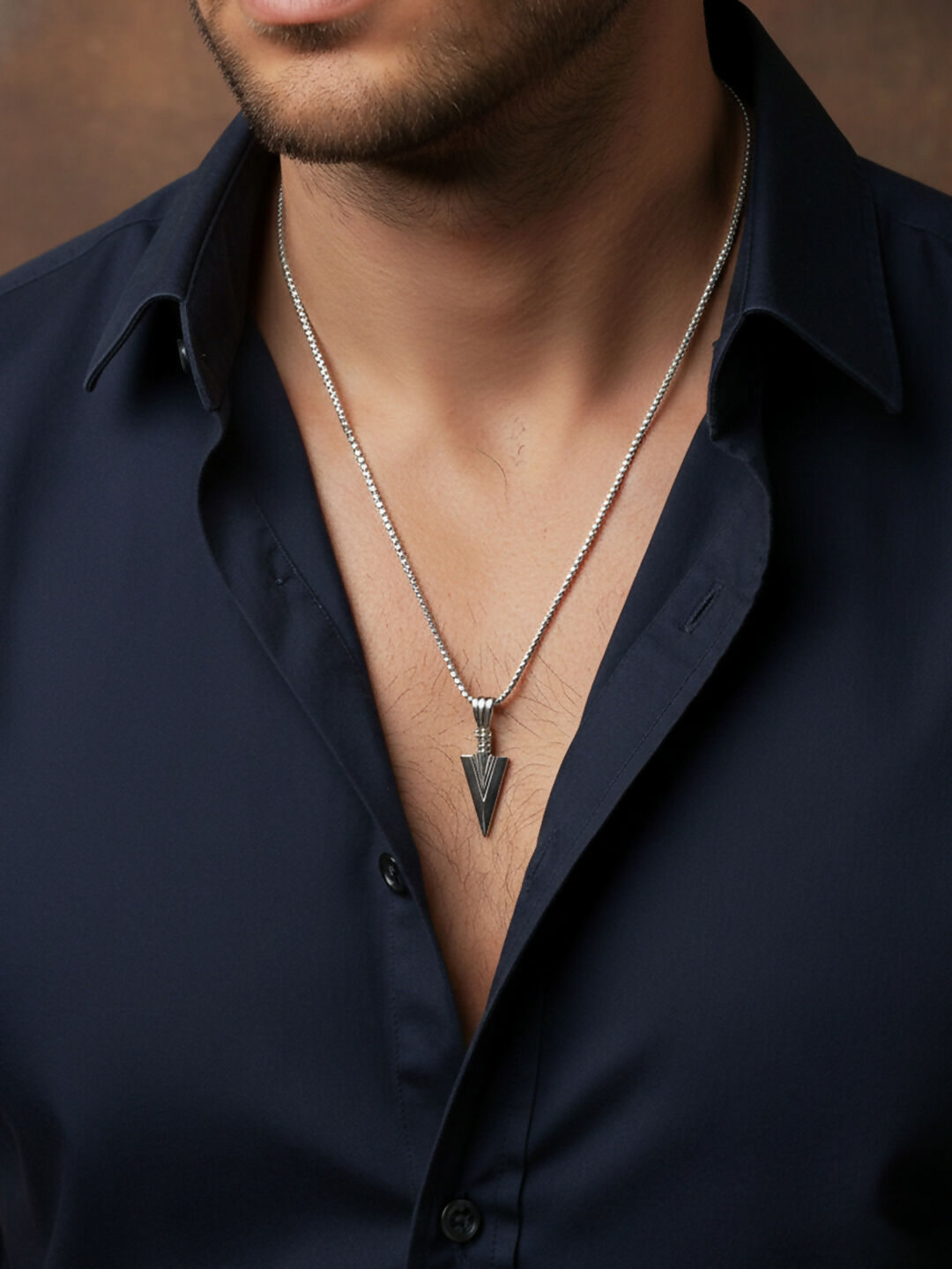 NVR Men's Arrow Shaped Silver Plated Pendant with Chain - Distacart