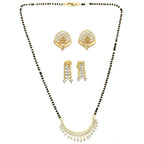 AanyaCentric Gold-Polished Mangalsutra with Pendant, 2 Pair Earrings