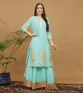 Joban Fashion Turquoise Georgette Lehenga Set