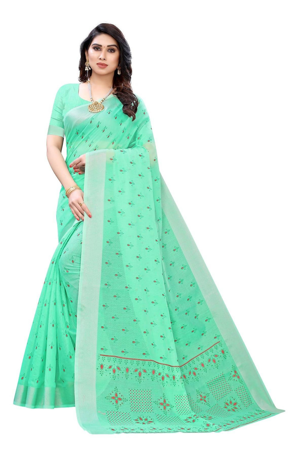 Vamika Green Chanderi Designer Saree (DIYA GREEN) - Distacart