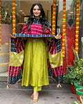 The52 Lemons Women's Gorgeous Embroidered Viscose Chanderi Fabric Straight Kurta Pant with Dupatta Set - Distacart