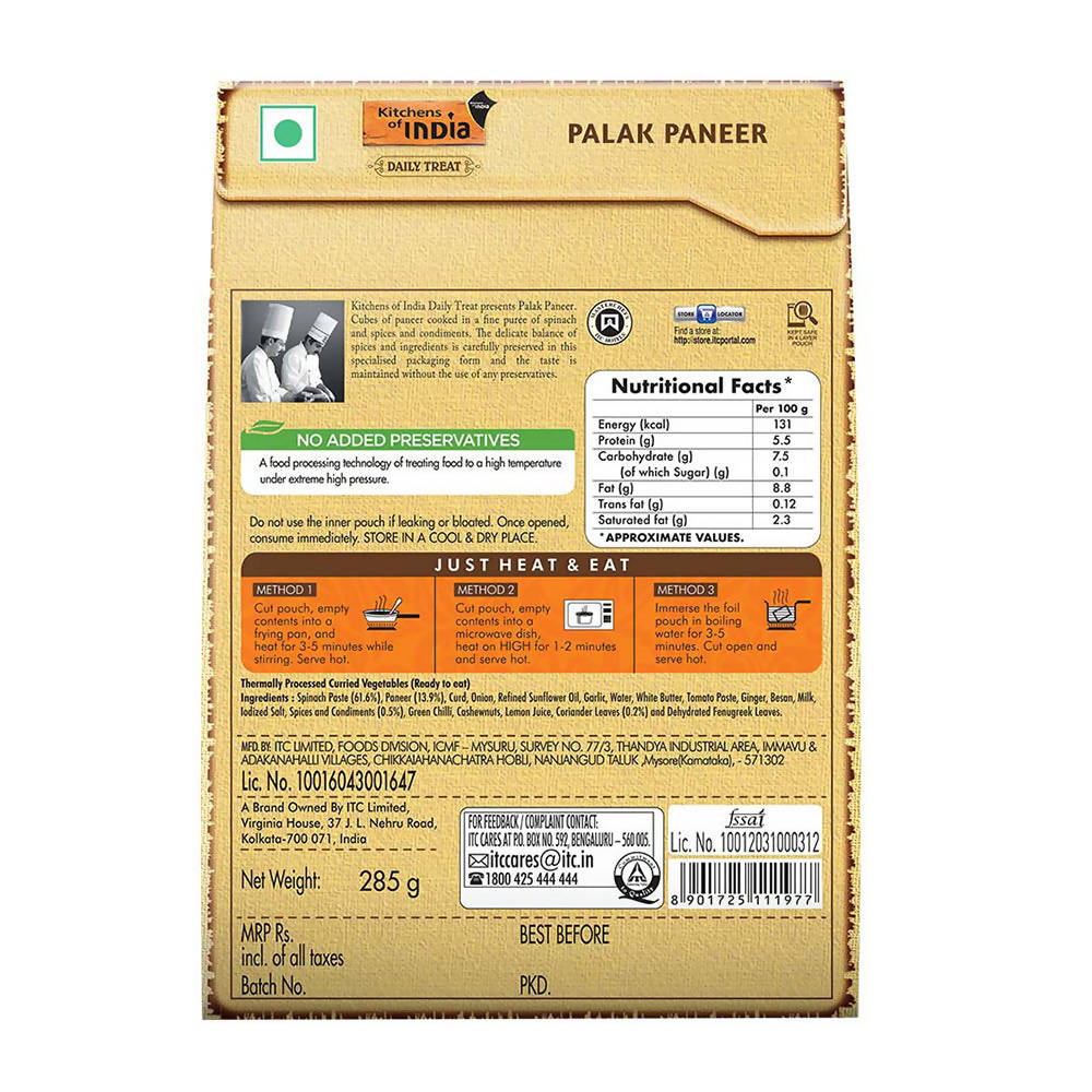 Kitchens of India Palak Paneer - Distacart
