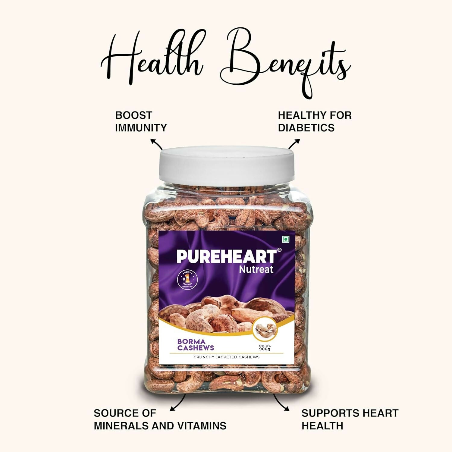 Pureheart Nutreat Borma Cashews - Distacart