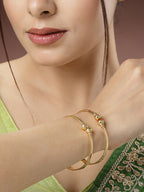 NVR Women's Set of 2 Gold-Plated Handcrafted Adjustable Bangles - Distacart